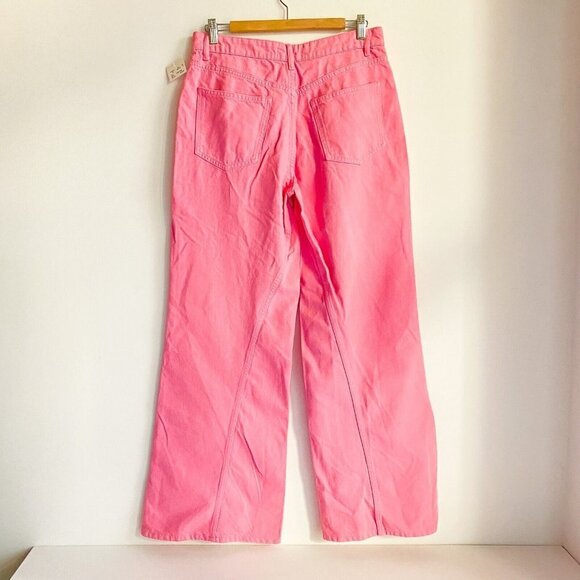 NWT ZARA Pink Super Wide Leg High Waist Jeans 8 - Picture 7 of 8